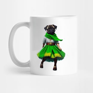 Cheerful Pug in Green Tracht Doing a Traditional Alpine Dance Mug